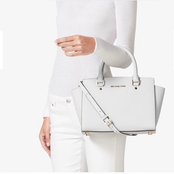 MICHEAL KORS Medium Selma Saffiano leather Satchel Crossbody Bag Ballet - Picture 3 of 14